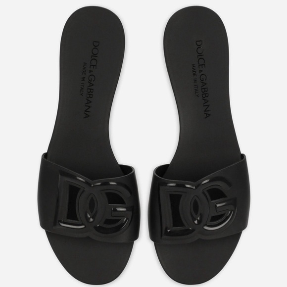 Dolce & Gabbana Shoes - Dolce & Gabbana Rubber Beachwear Sliders Slides Sandals Black 39